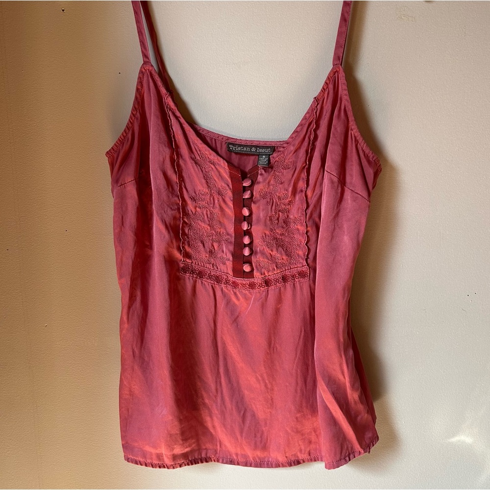Tristan & Iseult pink embroidered satin cami